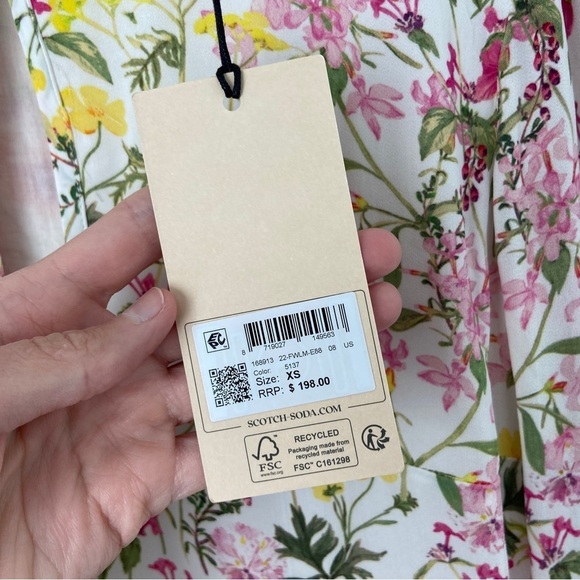 SCOTCH & SODA Women Floral Cream Allover Print Long Sleeve Mini Dress Size Small - Picture 4 of 16